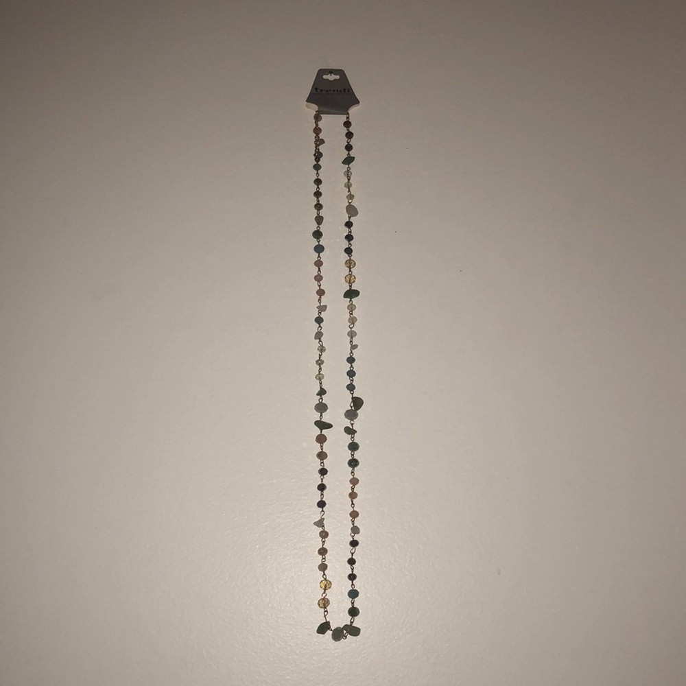 Stone long chain necklace NWT
